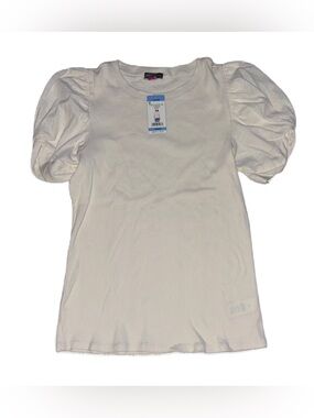 Vince Camuto Bone Crewneck Puff Sleeve Ribbed Women’s Top shirt L